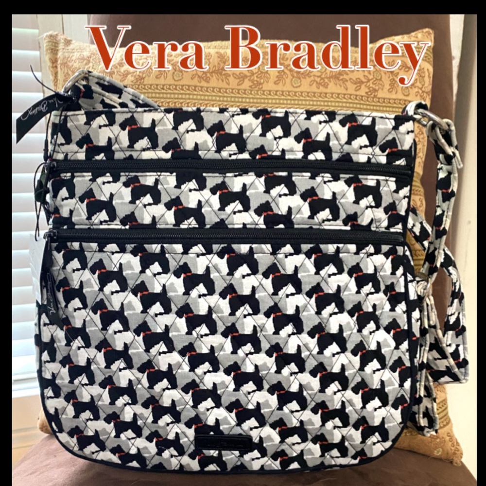 NWT! Authentic Vera Bradley Double Zip Scottie Dog Crossbody Bag!